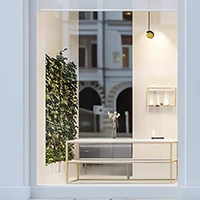 Vitrine Blanche Ciseaux et peigne