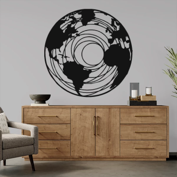 Sticker Carte du monde cercles 2