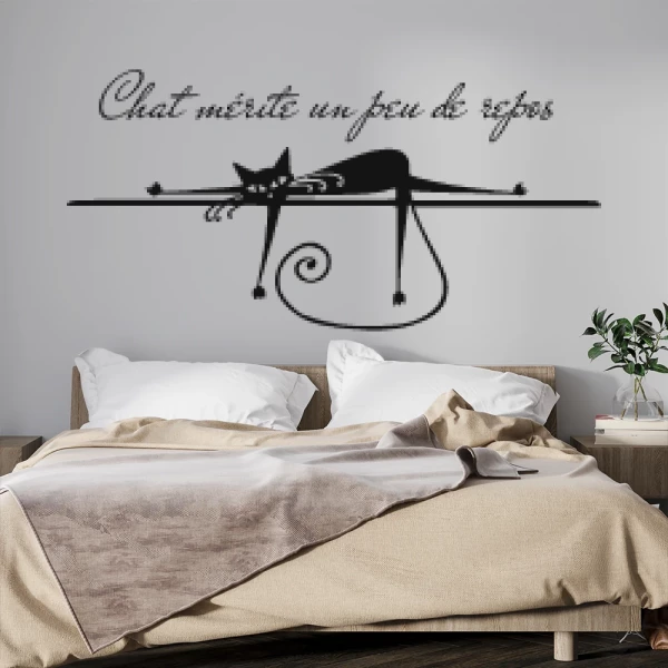Sticker Chat mérite du repos