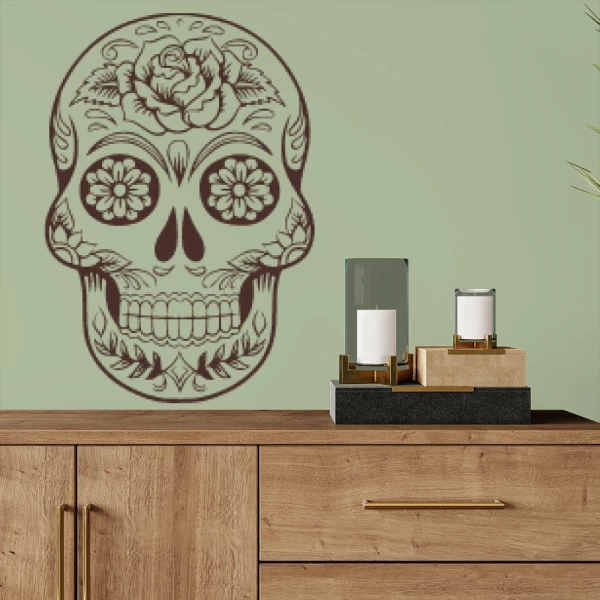 Sticker Crâne fleuri