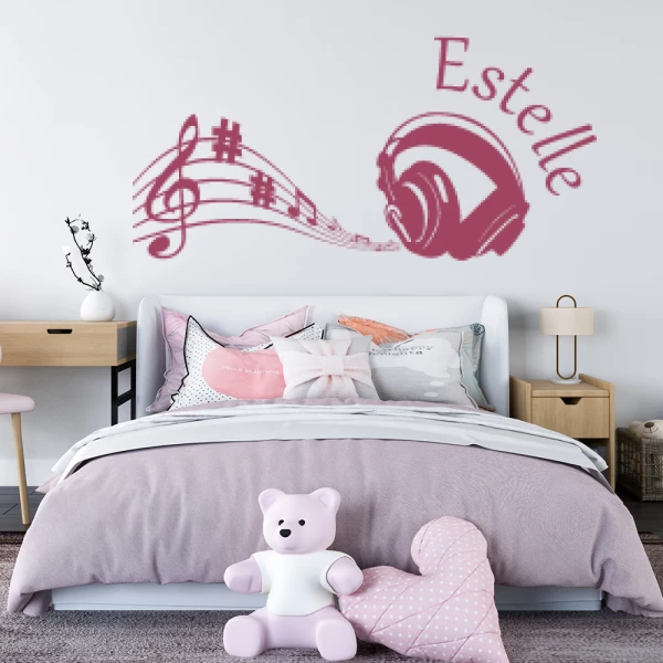 Sticker Estelle Casque et notes de musique
