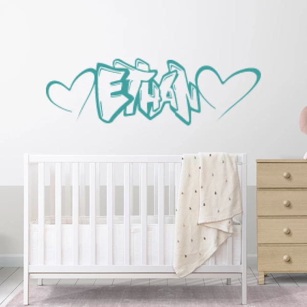 Sticker Ethan Graffiti Coeurs