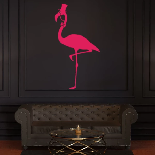 Sticker Flamant Rose Gentleman
