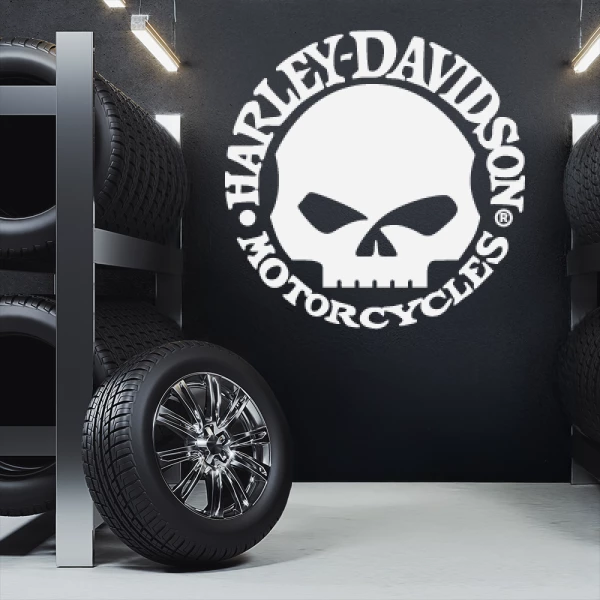 Sticker Harley Davidson - Tête de mort
