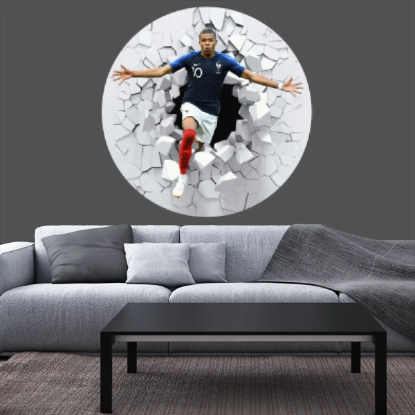 Sticker Kylian Mbappé 3D circle - Imprimé