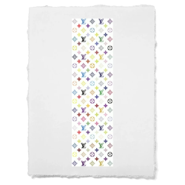 Sticker LV Pattern Vertical Blanc/Couleurs Imprimée