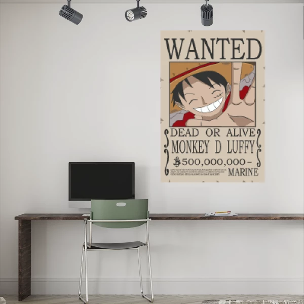 Sticker Monkey D Luffy Wanted - One Piece
