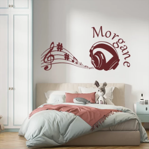 Sticker Morgane Casque et notes de musique