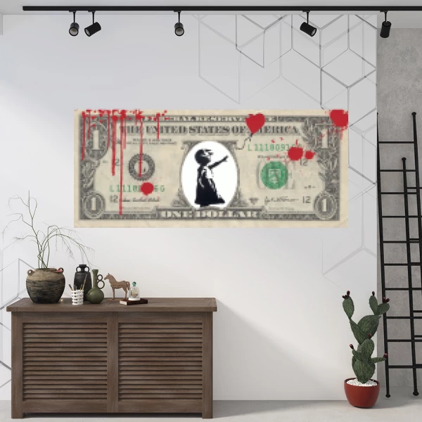 Sticker One Dollar Banksy 02 Imprimé