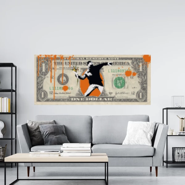 Sticker One Dollar Banksy Imprimé