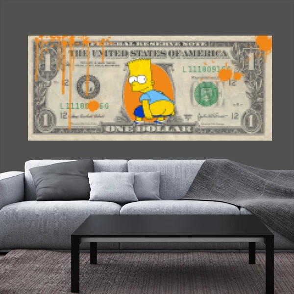 Sticker One Dollar Bart Simpson Imprimé
