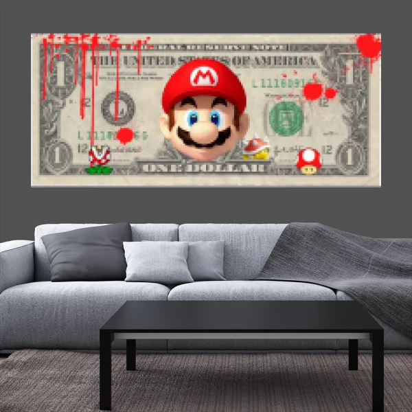 Sticker One Dollar Mario Imprimé