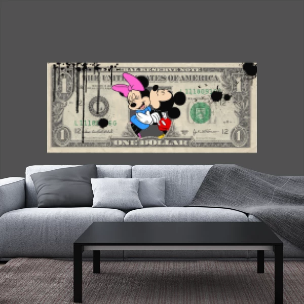 Sticker One Dollar Mickey Minnie Imprimé