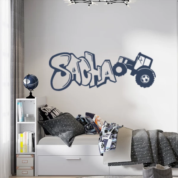 Sticker Sacha Graffiti Tracteur Foot